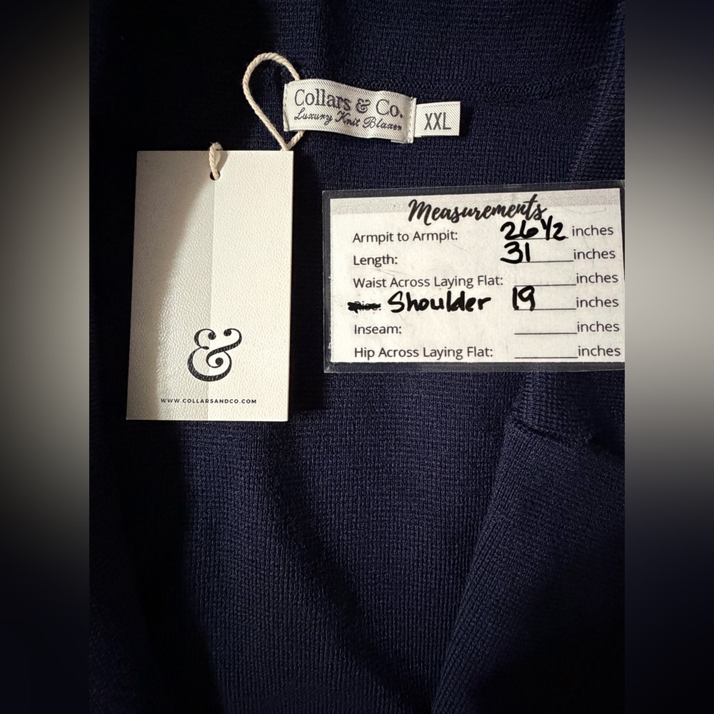 Collars&Co NWT Milano Deconstructed Knit Swazer Merino Blend Sweater Blazer Navy - Picture 4 of 14